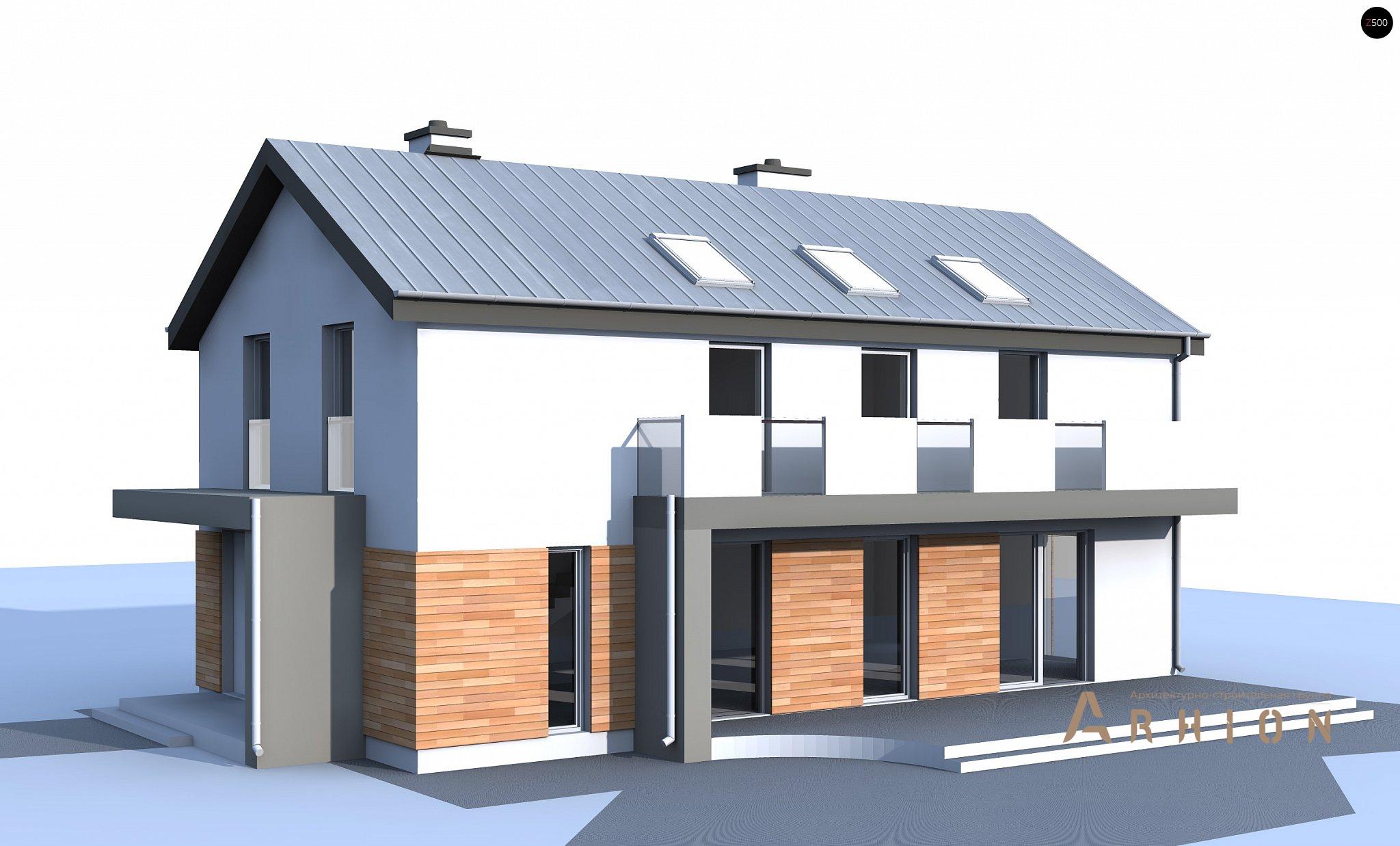 13. Проект одноэтажного дома в современном стиле с двускатной кровлей, Zx60 BG, площадью - 156 кв c мансардой, терассой, балконом